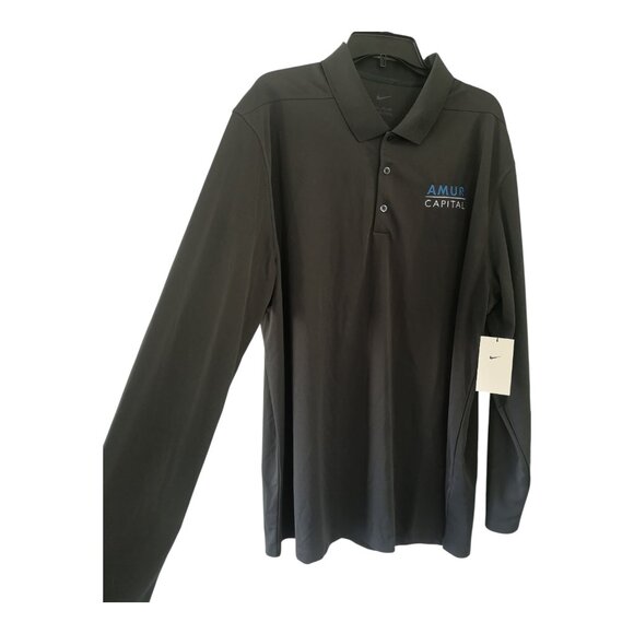 nwt Nike Men Long Sleeves Polo Shirt Black XXL - Picture 3 of 5